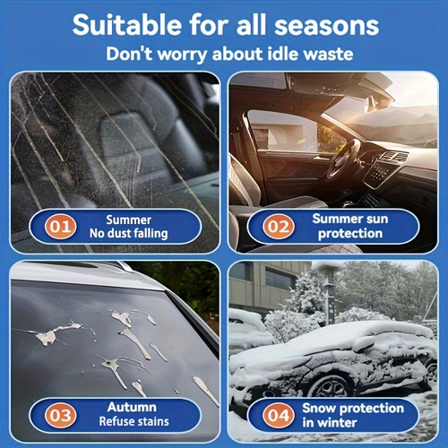 All-Season Car Sunshade, Sedan SUV Windshield Special Thickened Sunshade Snow Cover Reinforced Double-Thread Stitching Wear-Resistant Anti-Tear Sun Protection Cooling Frost Snow Car Cover