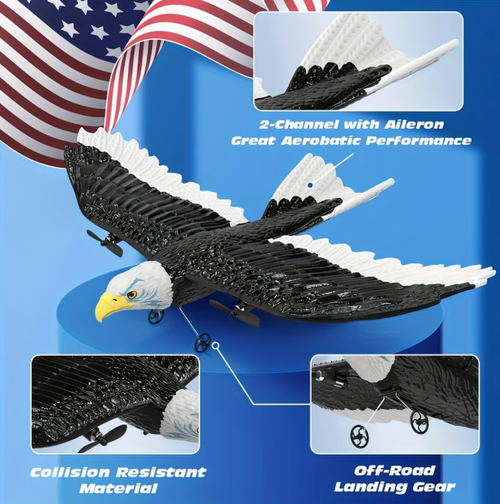 RC Plane, Remote Control Eagle Plane, RTF Airplane, 2.4GHZ 2CH Flying Bird with 2 Batteries And Propeller 6-Axis Gyro Stabilizer, Easy to Fly for Beginners Adults Kids Boys