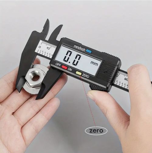 High-precision digital caliper with large LCD display - Durable carbon fiber material, adjustable strap for office and industrial use
