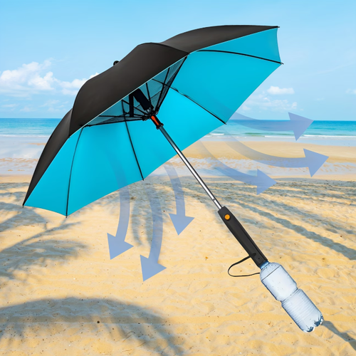 1pc Of Umbrella With Fan, Spray And UV Protection, Multifunctional Cooling Umbrella With Fan And Spray (with A Free Water Bottle)