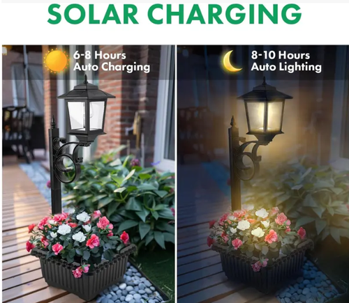 1and 2 Pcs Solar Post Light With Planter