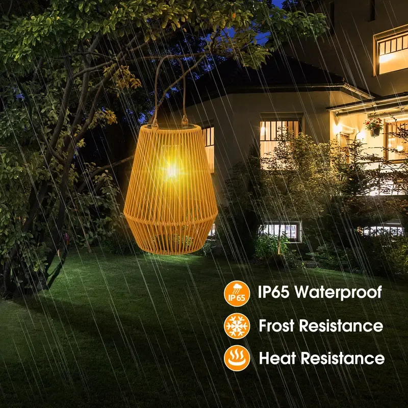 Solar Garden Lights, Handwoven Rattan Solar Lantern, Special Design Outdoor Solar Garden Lights, Waterproof Solar Lights Suitable for Patio, Yard, Porch, Pathway, Decorative Lighting