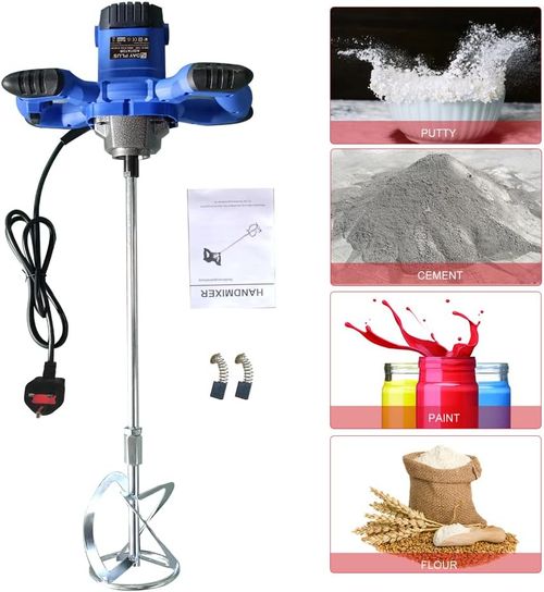 Electric Paddle Mixer to Mix Motar, Plaster, Cement, Concrete, Paint, Resin, Adhesives - 2600W, Portable Drill Mixer, M14 Mixing Rod, 120mm Diameter Stirrer, Adjustable 6 Speed