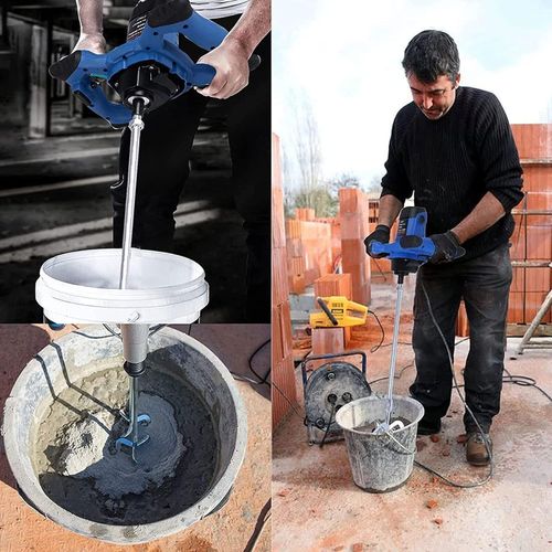 Electric Paddle Mixer to Mix Motar, Plaster, Cement, Concrete, Paint, Resin, Adhesives - 2600W, Portable Drill Mixer, M14 Mixing Rod, 120mm Diameter Stirrer, Adjustable 6 Speed