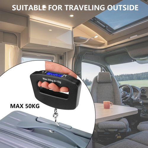 Digital Handheld Luggage Hanging Scale, for Automotive Detailing Tools, Portable Electronic Scale, Fast Scale with Backlit LCD Display, Travel Essentials, (Batteries Not Included)