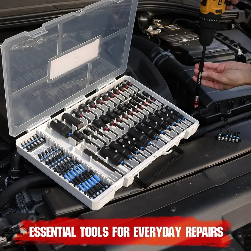 Magnetic Impact Nut Driver Set, 80pc or 41pc, Metric & SAE with Socket Adapters, Bit Holder, Wing Nut Driver, Universal Sockets, Quick Release Extension, Power Bits toolbox screwdriver set, Christmas gift