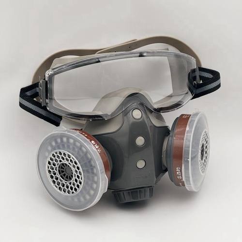 Reusable Industrial Gas Mask with 10 Filters, Dustproof Paint Spray Mask with Goggles, Protective Mask for Chemical Work, Construction Gear