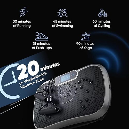 WeightWorld Vibration Plate Exercise Machine - For Whole Body Workout - CE & RoHS Certified - 5 Automatic Modes & 99 Speed Levels - Built-in Bluetooth Speaker - Vibro Plate with 5 Exercise Bands