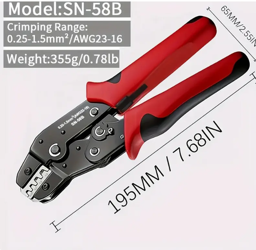 Manual Ratchet Wire Crimper Tool for 4-20 AWG, Carbon Steel Handle, Adjustable Jaws, Precision Crimping for JST, Dupont & SATA Terminals, Ergonomic Electrical & Automotive Wiring Tool, Jst Terminals