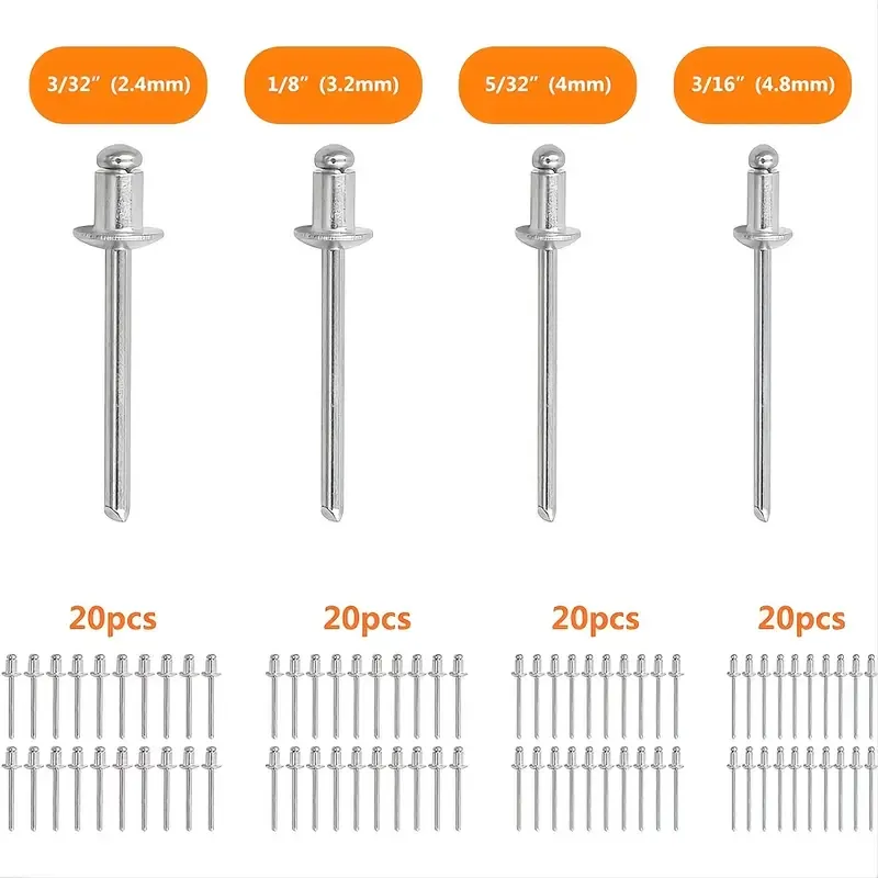 With 4 changeable Rivet Heads, Heavy Duty Single-Hand Riveter