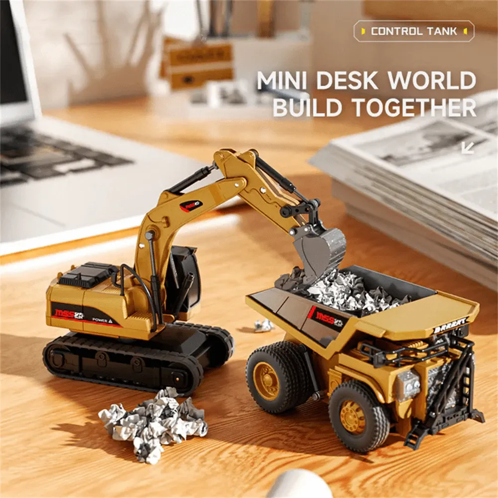 ​Z6750-Z6752-Z6753 RTR 1-64 2.4G Mini RC Car Alloy Forklift Excavator Dump Truck Support App Remote Controlled LED Light Sound Engineering Vehicle Two Speed Desktop Toys Model Collection Gift For Boys - Excavator