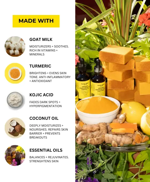 Honey Glow Lemon Turmeric & Kojic Acid Brightening Soap, Dark Spot Remover 2PC