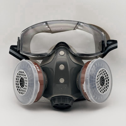 Reusable Industrial Gas Mask with 10 Filters, Dustproof Paint Spray Mask with Goggles, Protective Mask for Chemical Work, Construction Gear