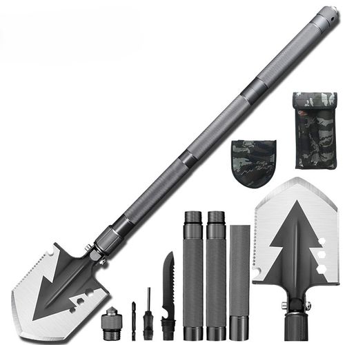 Rhino USA Survival Shovel w Pick Heavy Duty Carbon Steel Military Style Entrenching Tool for Offroad, Camping, Digging Dirt, Sand, Mud & Snow