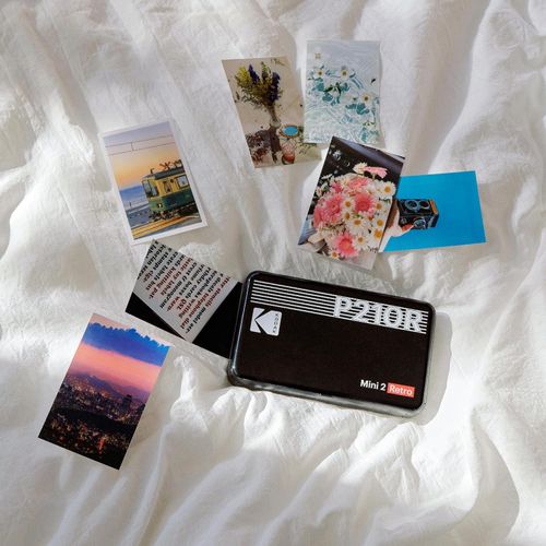 KODAK Mini 2 Retro 4PASS Portable Photo Printer 3-inch + 8 Sheets, Black Premium Quality- White