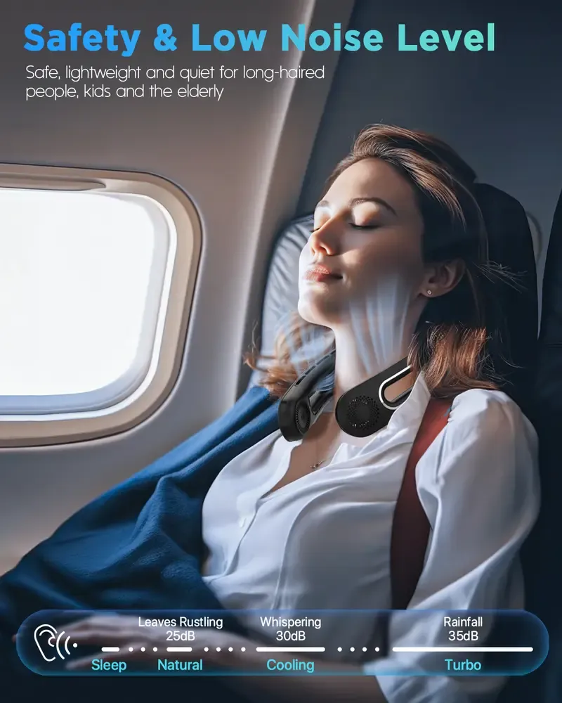 Neck Fan, Hands Free Bladeless Neck Fans Portable Rechargeable, 360° Cooling Neck Fan, 4 Speeds, Quiet, 5200 mAh Battery Operated USB Wearable Personal Fan Gifts for Women, Travel, Outdoor