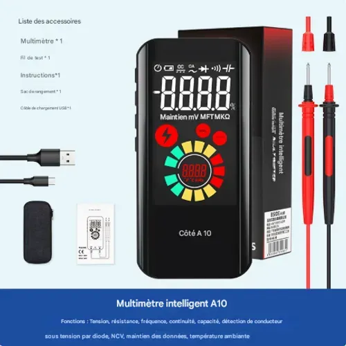 A10 Fully Automatic Smart Multimeter with Digital Color Screen, Rechargeable, Multifunctional, Burn-Proof, Electrician