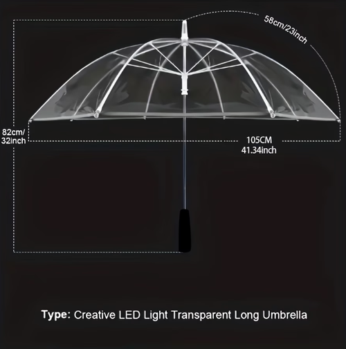 Colorful Transparent LED Eight-Rib Umbrella