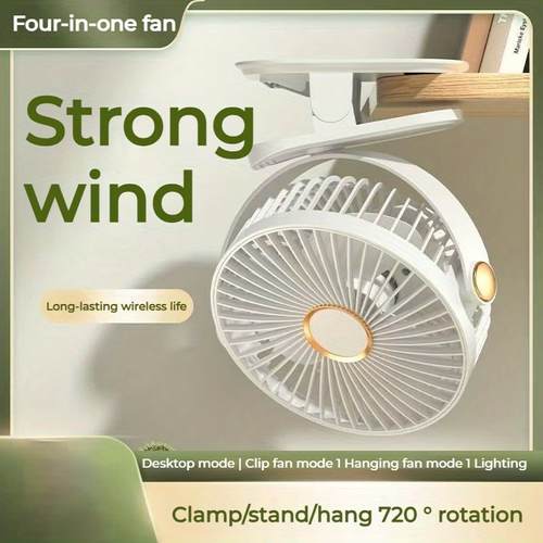 Ultra-quiet Portable Mini Fan with 5-speed Ambient Night Light - USB Rechargeable, 2 Color Options, Multi-functional Hanging-clip-desktop Design, Brushless Motor for Silent Operation, Ideal for Bedrooms, Camping, and Travel. Rechargeable Portable Fan
