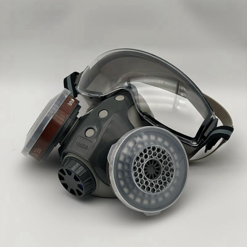 Reusable Industrial Gas Mask with 10 Filters, Dustproof Paint Spray Mask with Goggles, Protective Mask for Chemical Work, Construction Gear