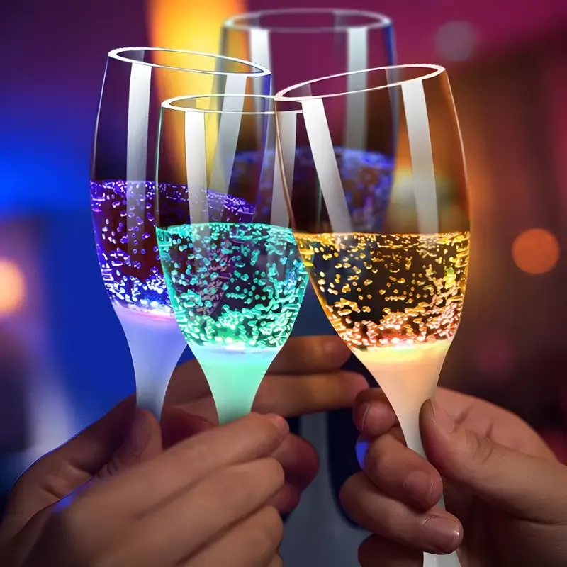 LED light up wine champagne glass set of 6