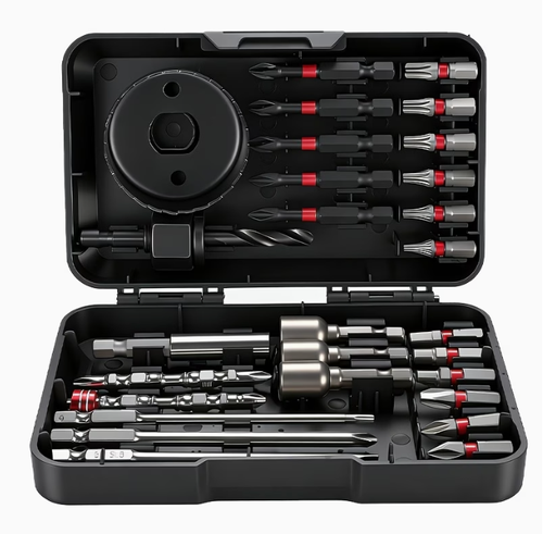 27-Piece Magnetic Non-Slip Industrial Impact Grade Screwdriver Bit Set, 25mm to 100mm, with Socket Adapters