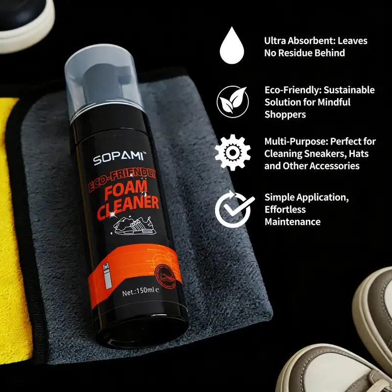Eco-Friendly Foam Cleaning Kit Safe for All Shoes Easy to Use at Home with 150ml Cleaner and Brushes