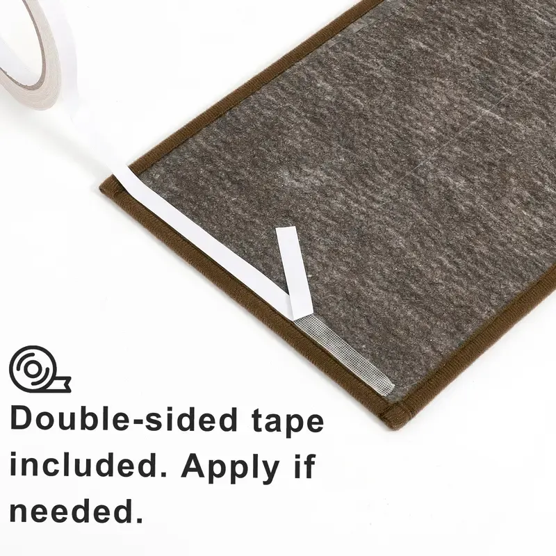 HEBE Non Slip Chenille Stair Runner for Wooden Indoor Reusable Soft Washable Rugs with Anti Slip Adhesive for Pets & Kids Stairway Grip Treads Decorative Mats 2PC