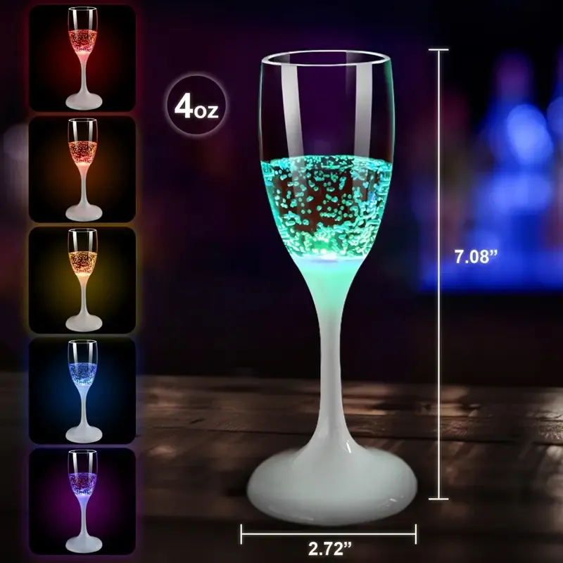 LED light up wine champagne glass set of 6