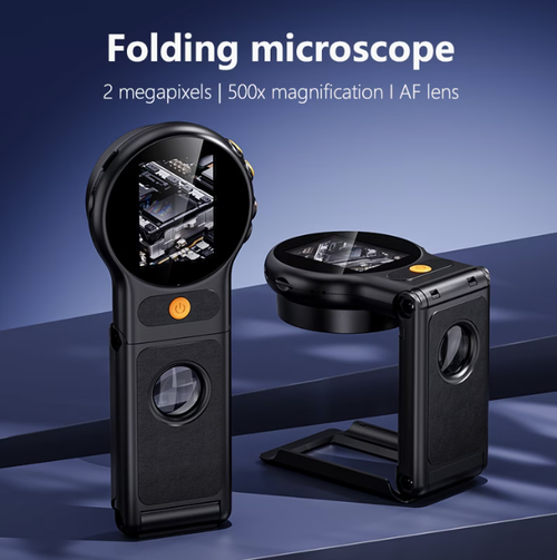 500X Magnification Portable Handheld Automatic Focus Digital Microscope, Battery And USB Dual Use, Compatible with Computer, Suitable for Maintenance Welding Scientific Research Testing, Biological Exploration, Coin Identification