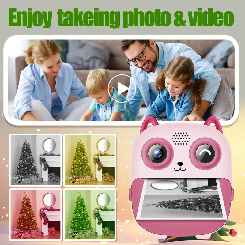 Kids Instant Print Camera for Boys & Girls, HD Lens Digital Camera, Perfect Christmas & Birthday Gift for Toddlers & Teens Ages 12+, Unisex Playtoy