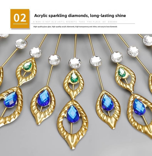 A living room clock with a peacock tail design,  modern minimalist style, and creative, silent operation. It's a personalized decorative quartz clock for home use