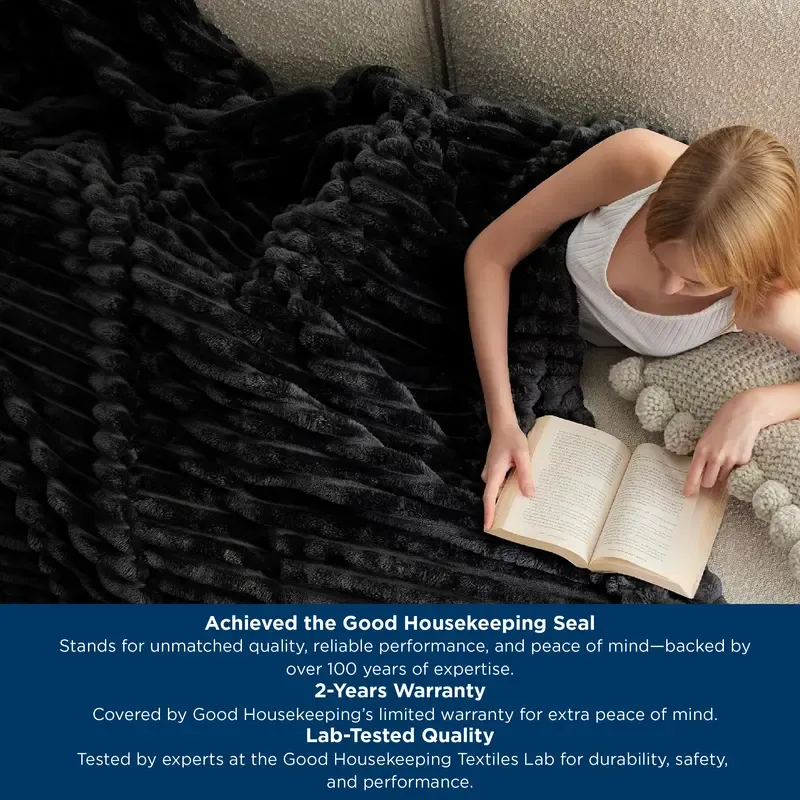 Bedsure GentleSoft Cozy Blanket-Patio Furniture Decor,Classic Stripe Pattern, Ideal for Bed,Couch, Travel,Camping, All Seasons,Home Bedroom Decor