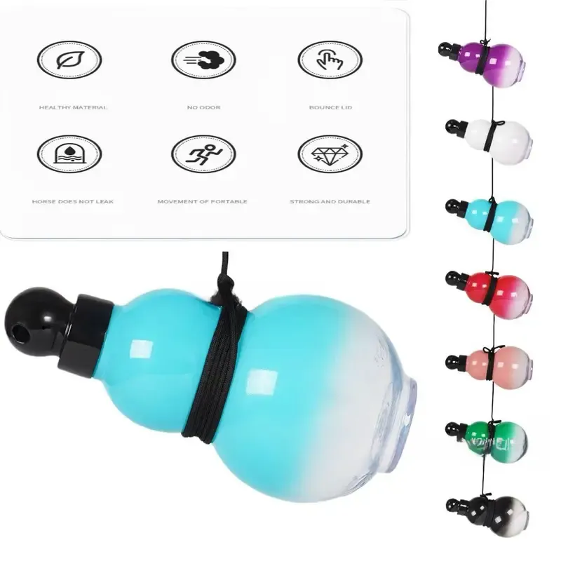 Gourd Shaped Water Bottle, 1 Count Creative Design Leakproof Water Bottle with Lid & Pull Ring, Portable Large Capacity Drinking Cup for School Office Outdoor Camping, Clear Water Bottle