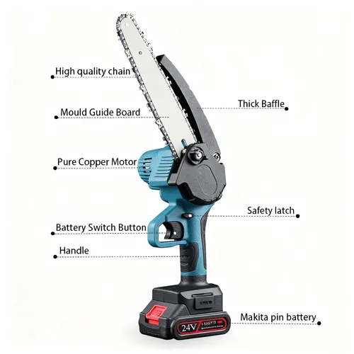 4 Inch Cordless Mini Chainsaw with Battery and Charger（Cash on delivery is supported）