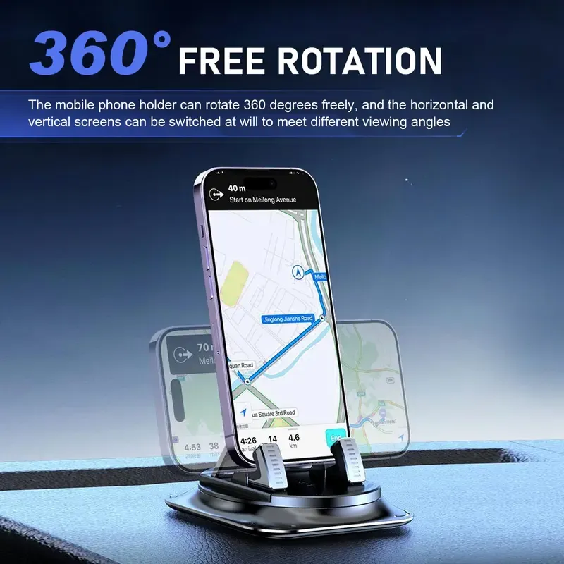 Dashboard Navigation Bracket, 360-Degree Rotation Automotive Phone Holder, Universal Self-Adhesive Non-Slip Car Phone Holder, for Most Cars,Car Mount