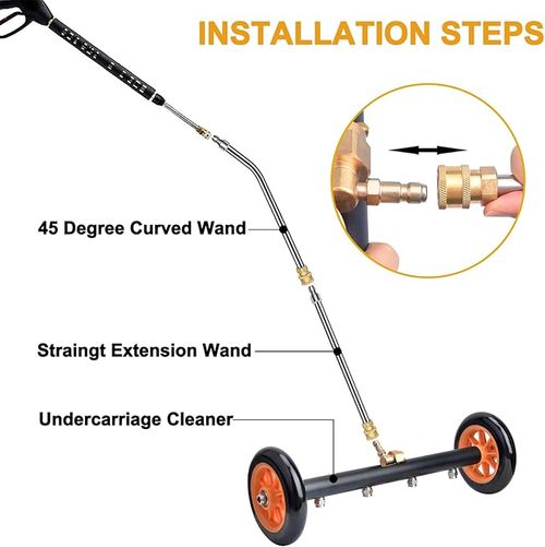EVEAGE 2-in-1 Undercarriage Pressure Washer Attachment,Pressure Washer Water Broom,3 Extension Wands Wash Mitt, Reversible Undercarriage Cleaner,4000 PSI
