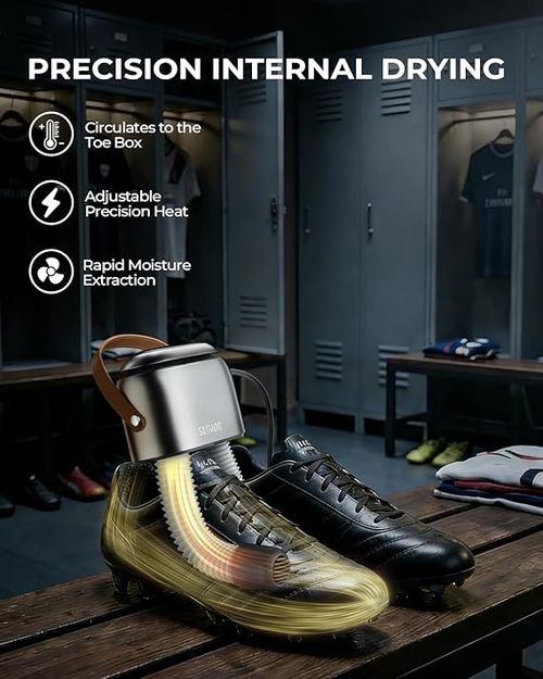SOTHING Boot Dryer, Portable Shoe Dryer for Sneakers, Ozone Deodorizer, Retractable Hoses, 95W Rapid Drying, 3 Heat Levels, LED Touch Panel, 1–9H Timer, for Work Boots, Soccer Cleats, Gloves