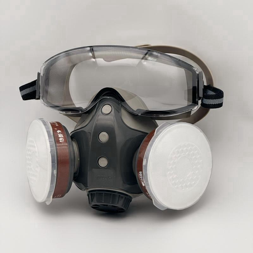 Reusable Industrial Gas Mask with 10 Filters, Dustproof Paint Spray Mask with Goggles, Protective Mask for Chemical Work, Construction Gear