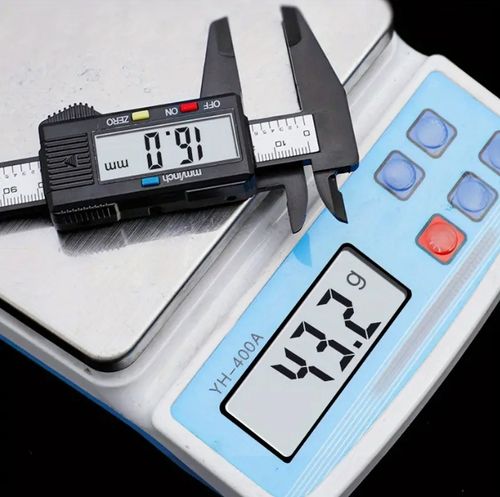 High-precision digital caliper with large LCD display - Durable carbon fiber material, adjustable strap for office and industrial use