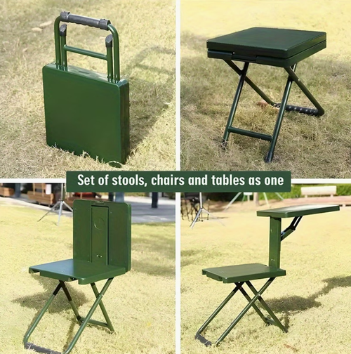 Heavy-Duty Folding Chair with Side Table