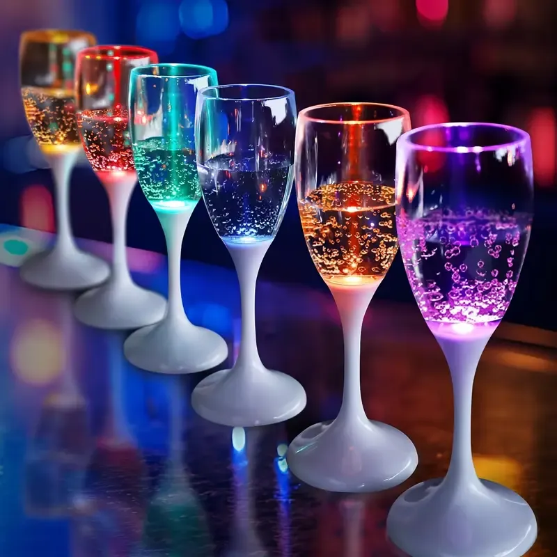 LED light up wine champagne glass set of 6