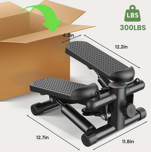 Mini Exercise Stepper with Resistance Bands - Compact Stair Stepper Machine for Home Use, Twist Motion Full Body Workout, 300LBS Capacity Portable Fitness Equipment