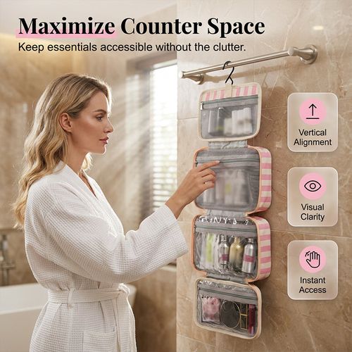 Striped Hanging Travel Toiletry Bag