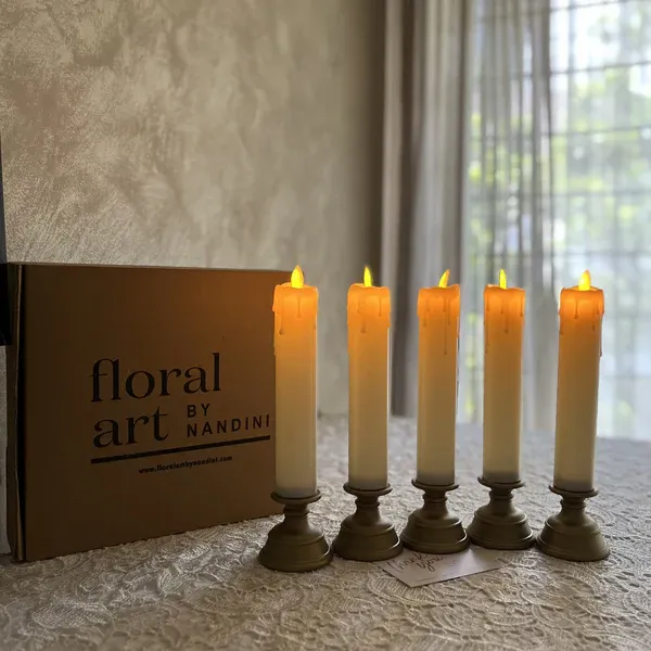 LED   Pillar   Candle   With   Stand  2 pieces