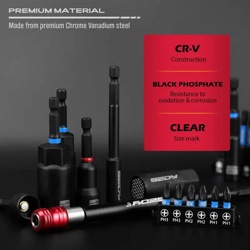 Magnetic Impact Nut Driver Set, 80pc or 41pc, Metric & SAE with Socket Adapters, Bit Holder, Wing Nut Driver, Universal Sockets, Quick Release Extension, Power Bits toolbox screwdriver set, Christmas gift