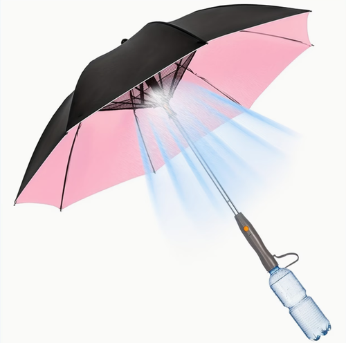 1pc Of Umbrella With Fan, Spray And UV Protection, Multifunctional Cooling Umbrella With Fan And Spray (with A Free Water Bottle)