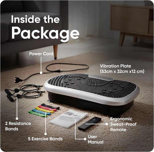 WeightWorld Vibration Plate Exercise Machine - For Whole Body Workout - CE & RoHS Certified - 5 Automatic Modes & 99 Speed Levels - Built-in Bluetooth Speaker - Vibro Plate with 5 Exercise Bands
