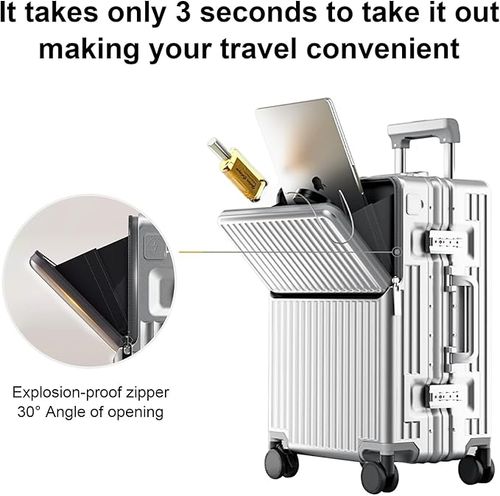 Suitcase Carry-on Luggage Spring-Summer Travel Airline Approved with TSA Lock, 360° Wheel, PC Hard Shell and Aluminum Frame Pressure-Resistant, Suitable for 20 inches (White, 20 inches) ​