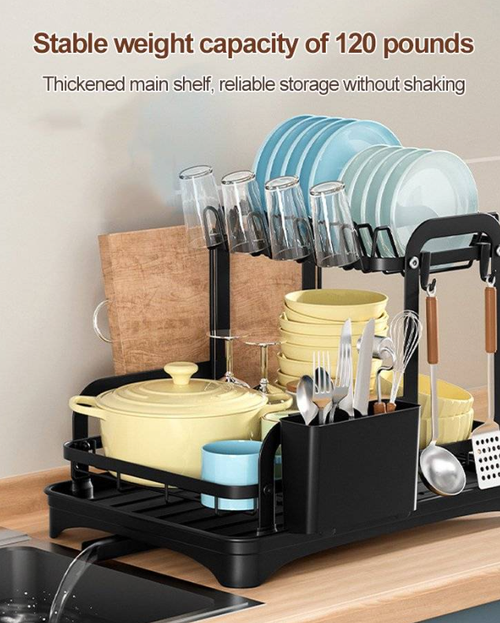 H-shaped flat iron double-layer bowl and dish rack